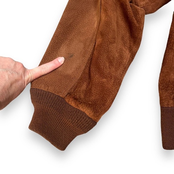 Vintage Hill Archer Jacket Mens 44 Brown Suede Leather Bomber - Picture 10 of 11